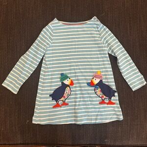 Mini Boden Blue and White Striped Puffin Tunic